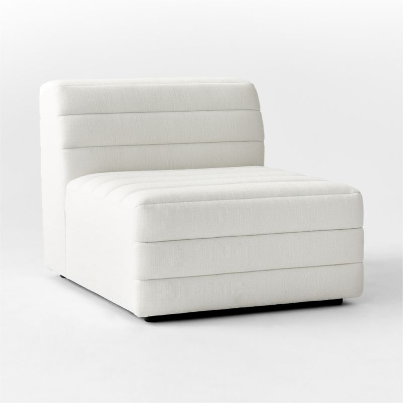 Strato Channeled Ivory Performance Fabric Armless Chair - image 3 of 7