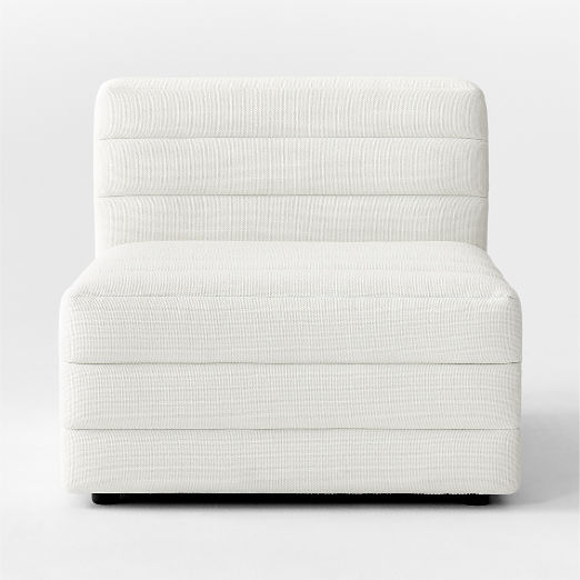 Strato Channeled Ivory Performance Fabric Armless Chair