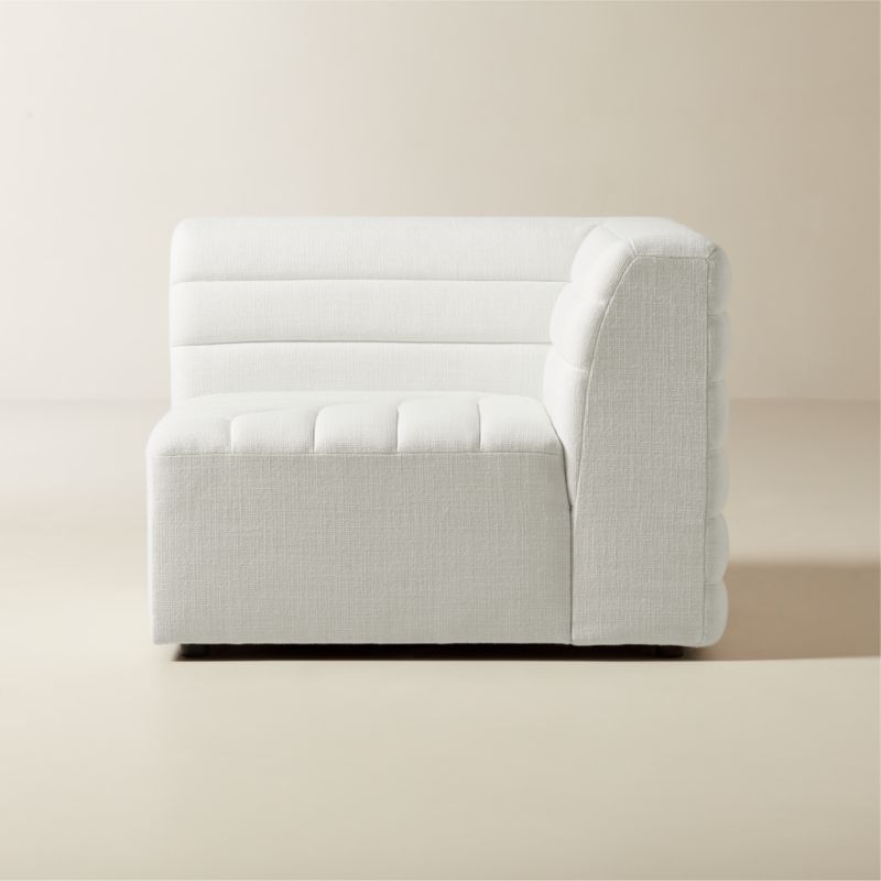 Strato Channeled Ivory Performance Fabric Corner Chair - image 0 of 7