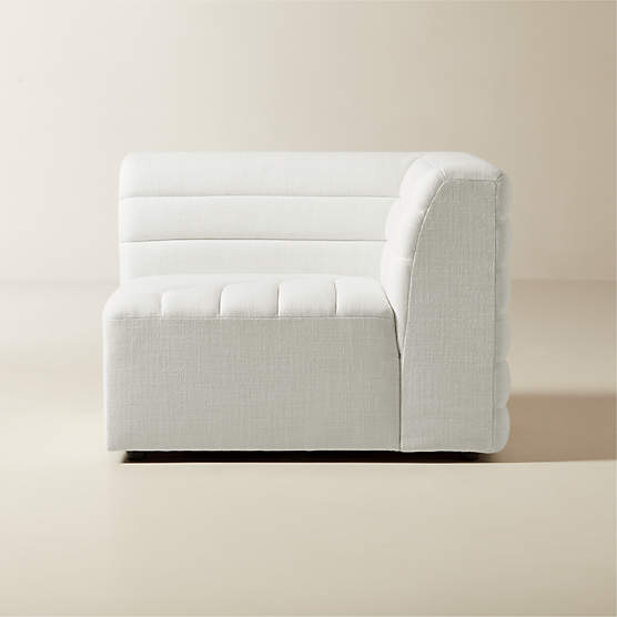 Strato Channeled Ivory Performance Fabric Corner Chair