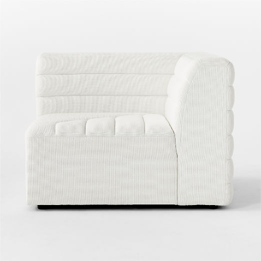 Strato Channeled Ivory Performance Fabric Corner Chair