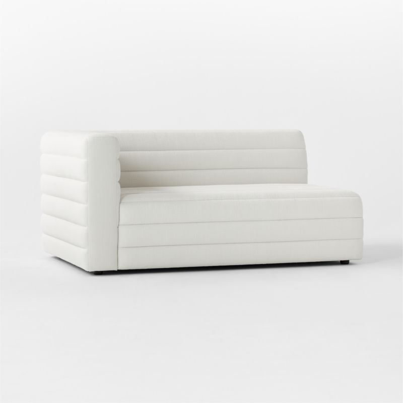 Strato Channeled Ivory Performance Fabric Left-Arm Sofa - image 3 of 7