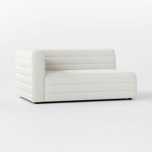 Strato Channeled Ivory Performance Fabric Left-Arm Sofa