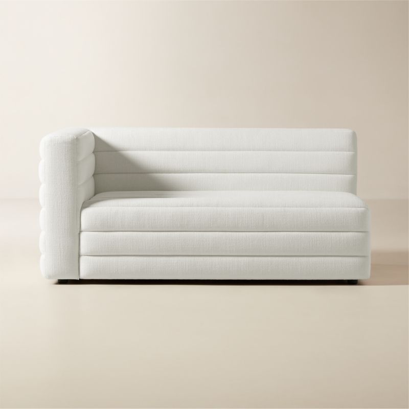 Strato Channeled Ivory Performance Fabric Left-Arm Sofa - image 0 of 7