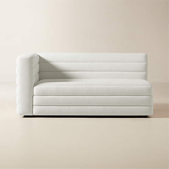 Strato Channeled Ivory Performance Fabric Left-Arm Sofa