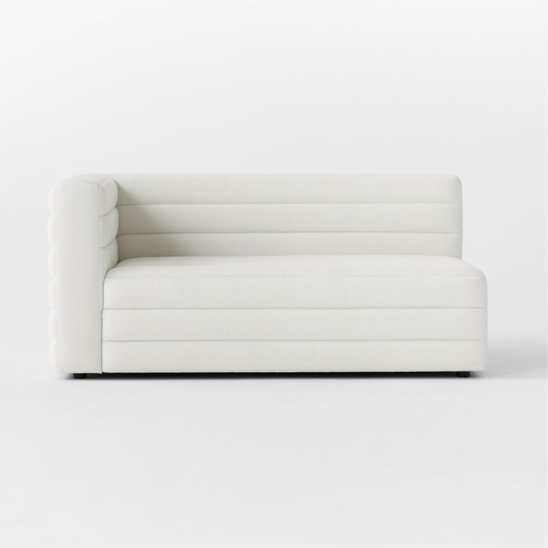 Strato Channeled Ivory Performance Fabric Left-Arm Sofa - image 2 of 7