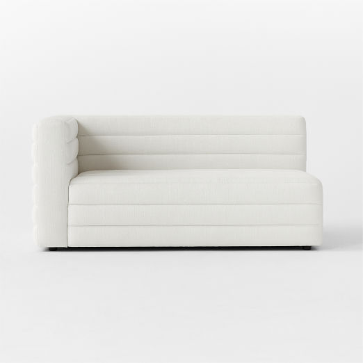 Strato Channeled Ivory Performance Fabric Left-Arm Sofa