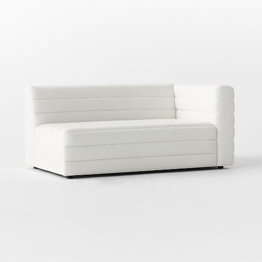 Strato Channeled Ivory Performance Fabric Right-Arm Sofa