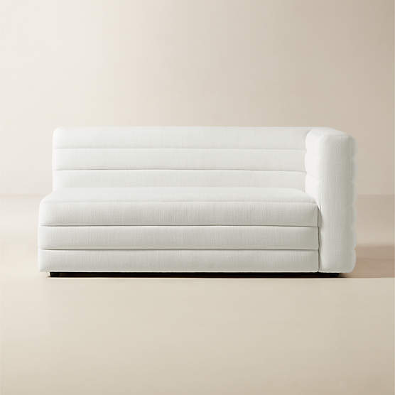 Strato Channeled Ivory Performance Fabric Right-Arm Sofa