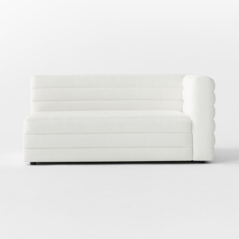 Strato Channeled Ivory Performance Fabric Right-Arm Sofa - image 2 of 7