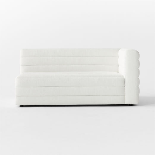 Strato Channeled Ivory Performance Fabric Right-Arm Sofa