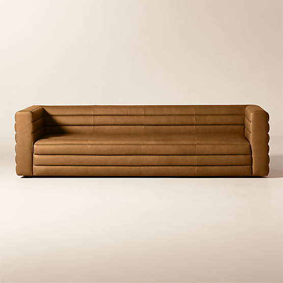 Strato 103" Channeled Brown Leather Sofa