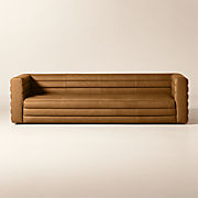 Strato 103" Channeled Brown Leather Sofa