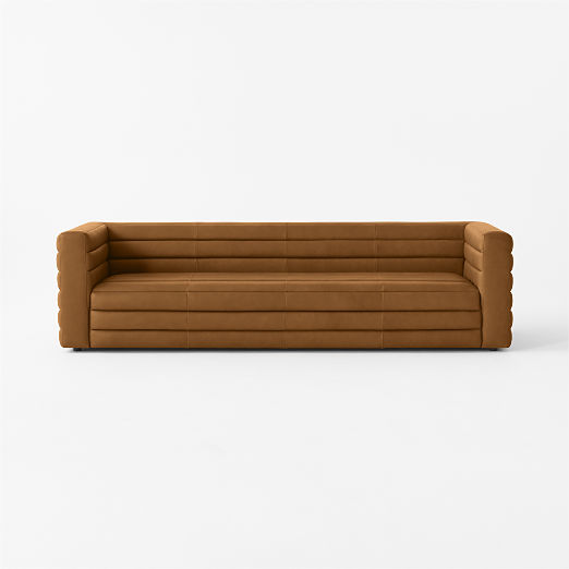 Strato 103" Channeled Brown Leather Sofa