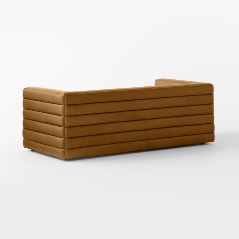 Strato 80" Channeled Brown Leather Sofa - image 5 of 7