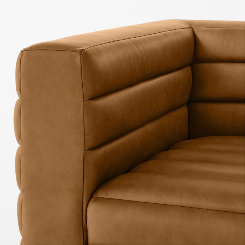 Strato 80" Channeled Brown Leather Sofa - image 6 of 7