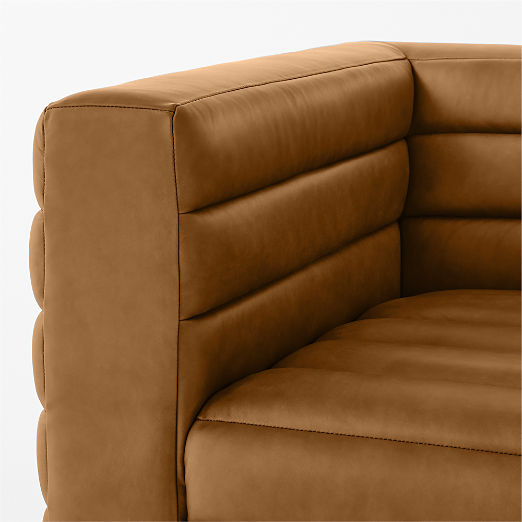 Strato 80" Channeled Brown Leather Sofa