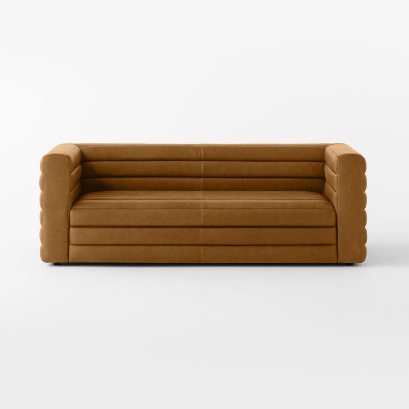 Strato 80" Channeled Brown Leather Sofa - image 2 of 7