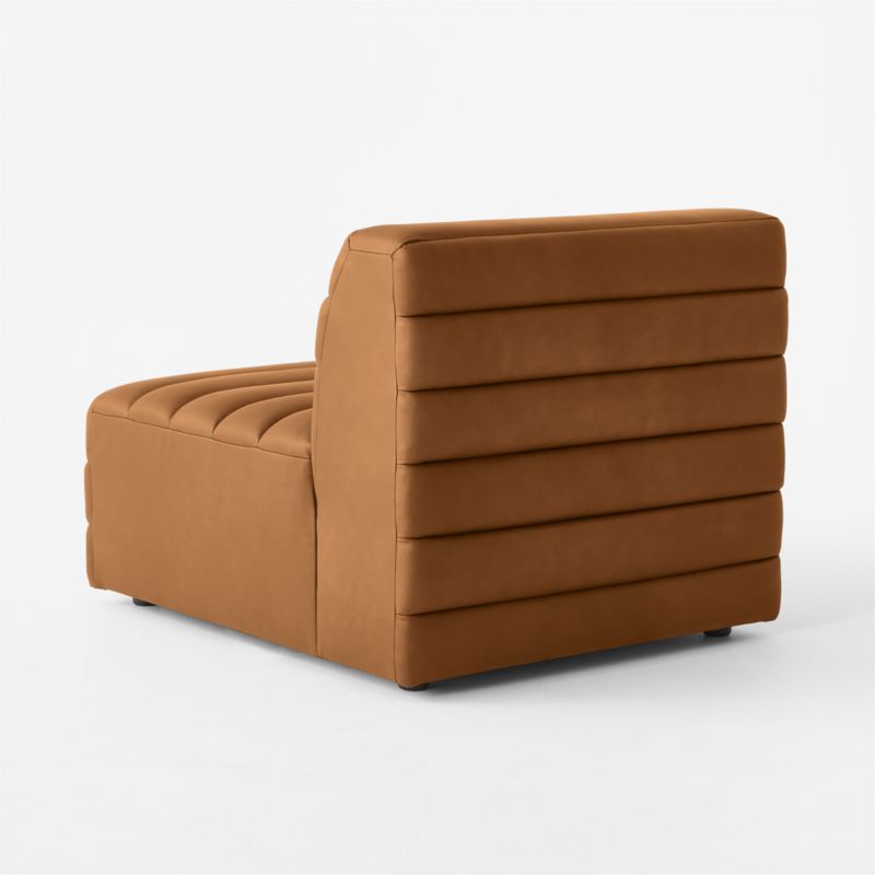 Strato Channeled Brown Leather Armless Chair - image 5 of 7