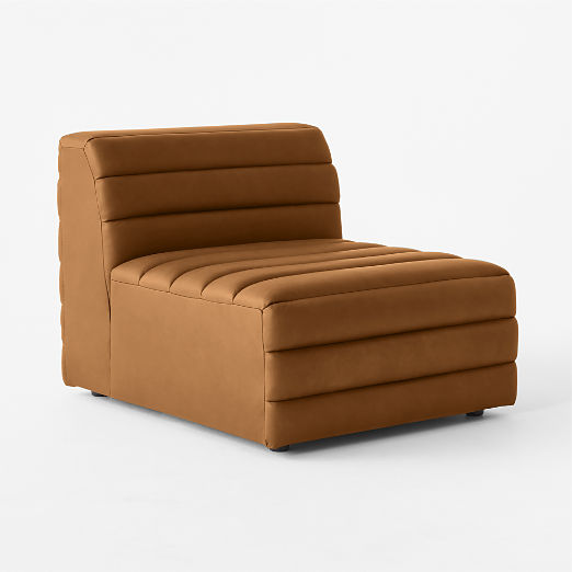 Strato Channeled Brown Leather Armless Chair