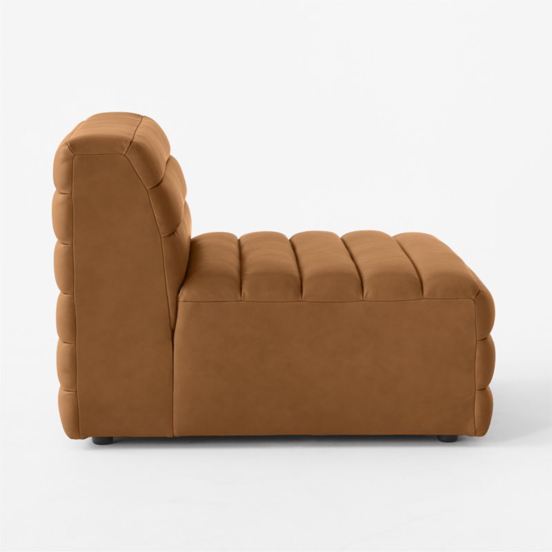 Strato Channeled Brown Leather Armless Chair - image 4 of 7