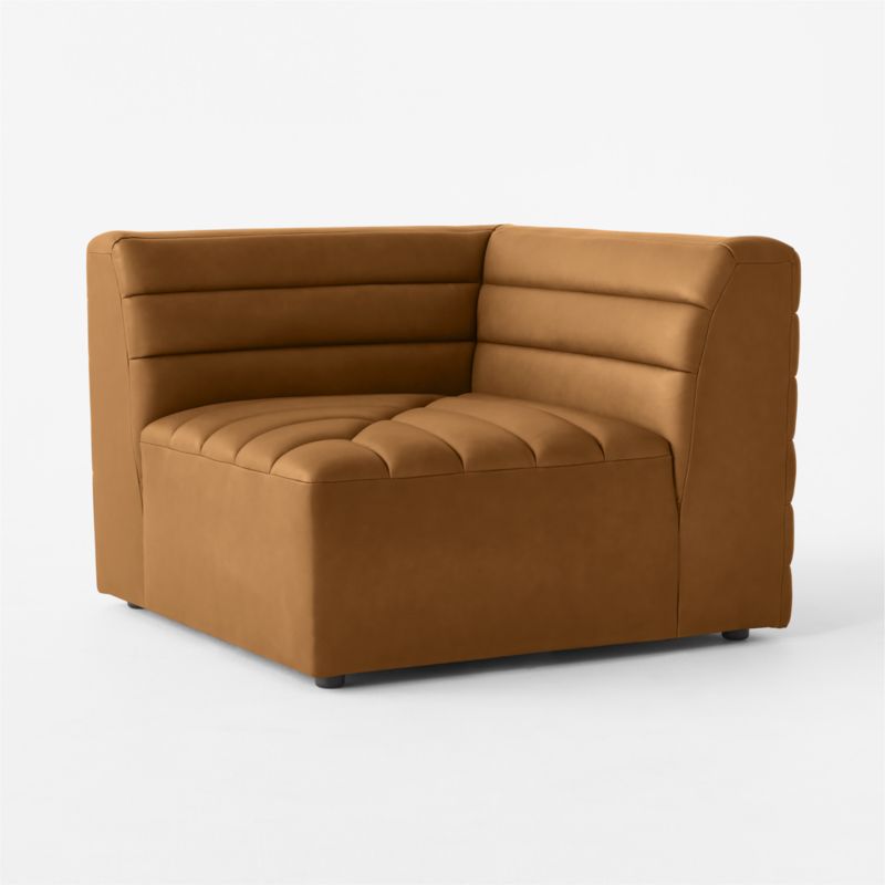 Strato Channeled Brown Leather Corner Chair - image 3 of 7