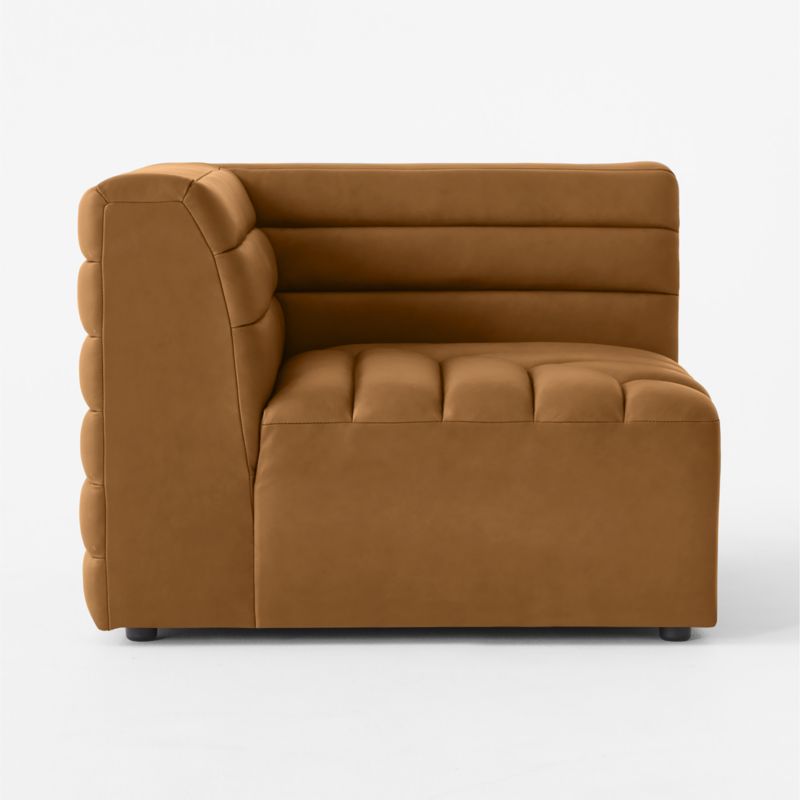 Strato Channeled Brown Leather Corner Chair - image 4 of 7