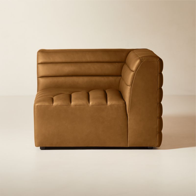 Strato Channeled Brown Leather Corner Chair - image 0 of 7