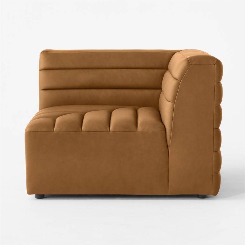 Strato Channeled Brown Leather Corner Chair - image 2 of 7