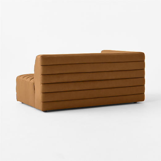 Strato Channeled Brown Leather Left-Arm Sofa