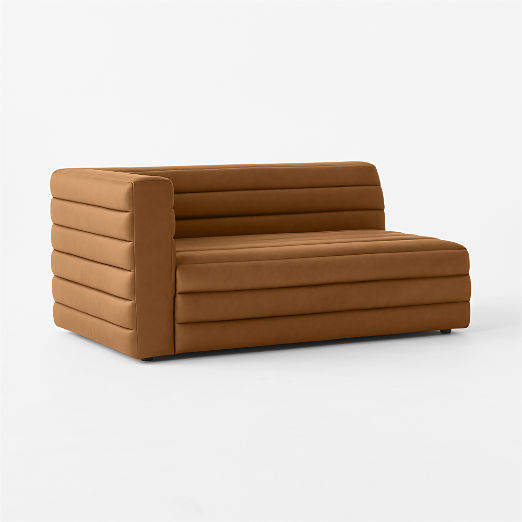 Strato Channeled Brown Leather Left-Arm Sofa