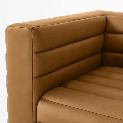 Strato 3-Piece L-Shaped Channeled Brown Leather Sectional Sofa