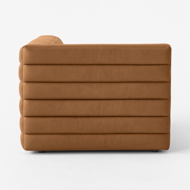 Strato Channeled Brown Leather Left-Arm Sofa - image 4 of 7