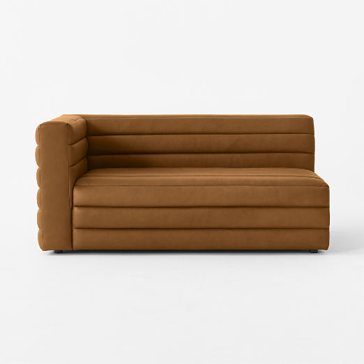 Strato Channeled Brown Leather Left-Arm Sofa