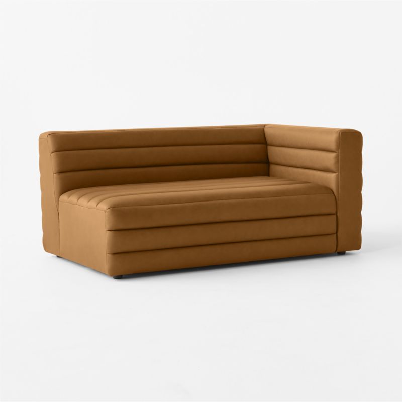 Strato Channeled Brown Leather Right-Arm Sofa - image 3 of 7