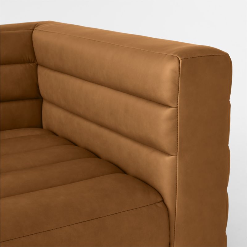 Strato Channeled Brown Leather Right-Arm Sofa - image 6 of 7