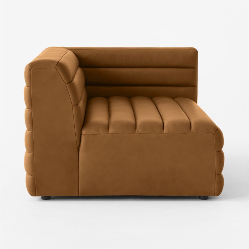 Strato Channeled Brown Leather Right-Arm Sofa - image 4 of 7