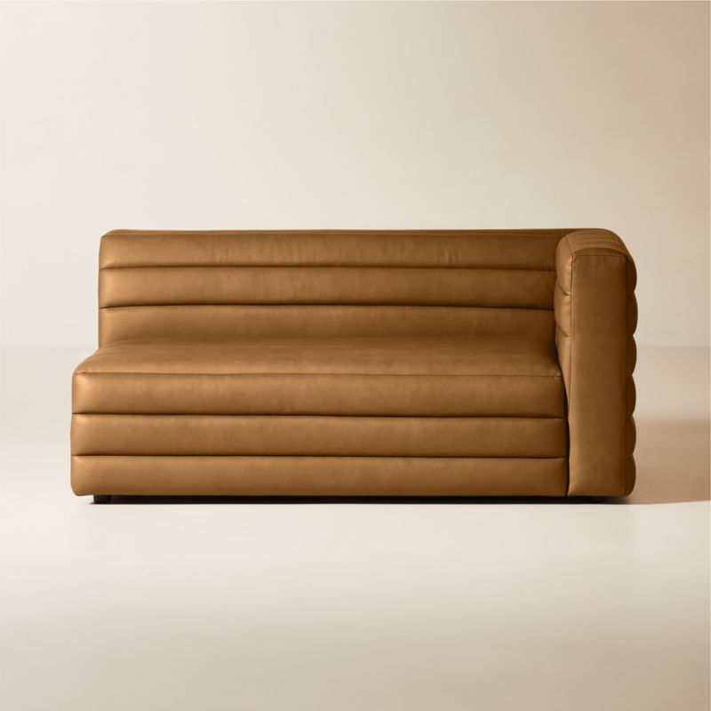 Strato Channeled Brown Leather Right-Arm Sofa - image 0 of 7