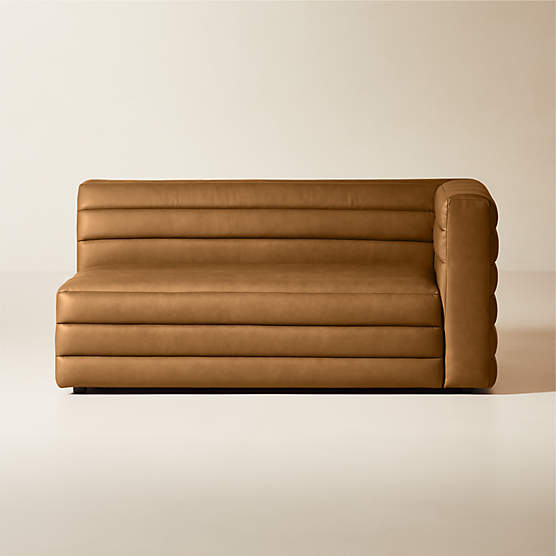 Strato Channeled Brown Leather Right-Arm Sofa