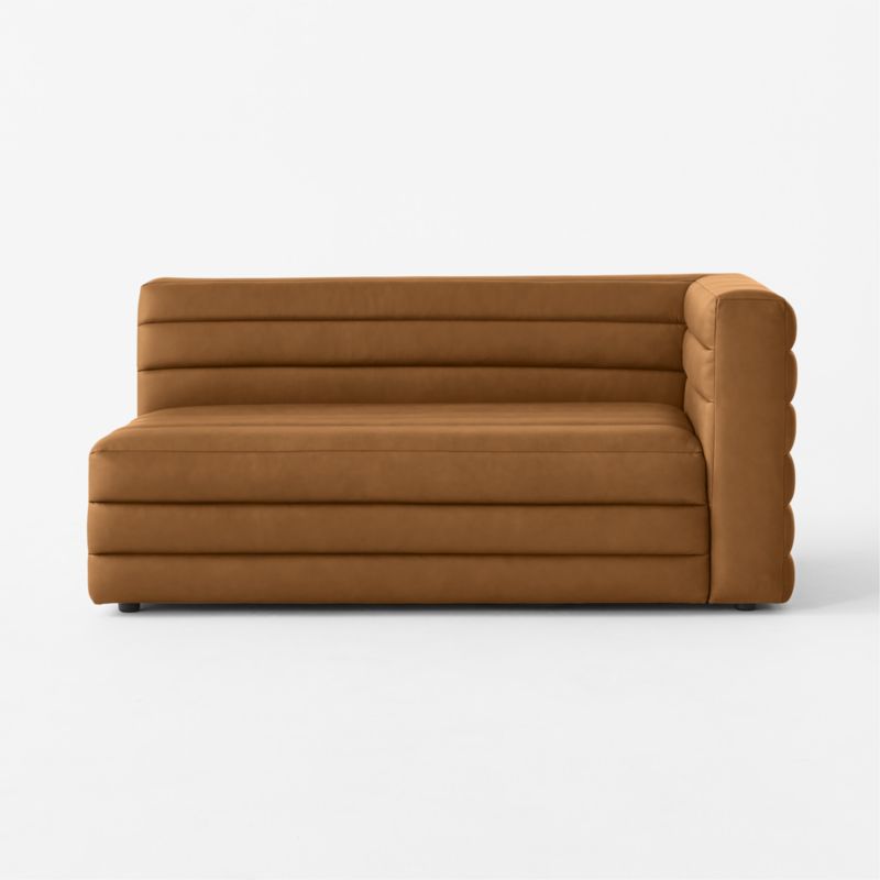 Strato Channeled Brown Leather Right-Arm Sofa - image 2 of 7