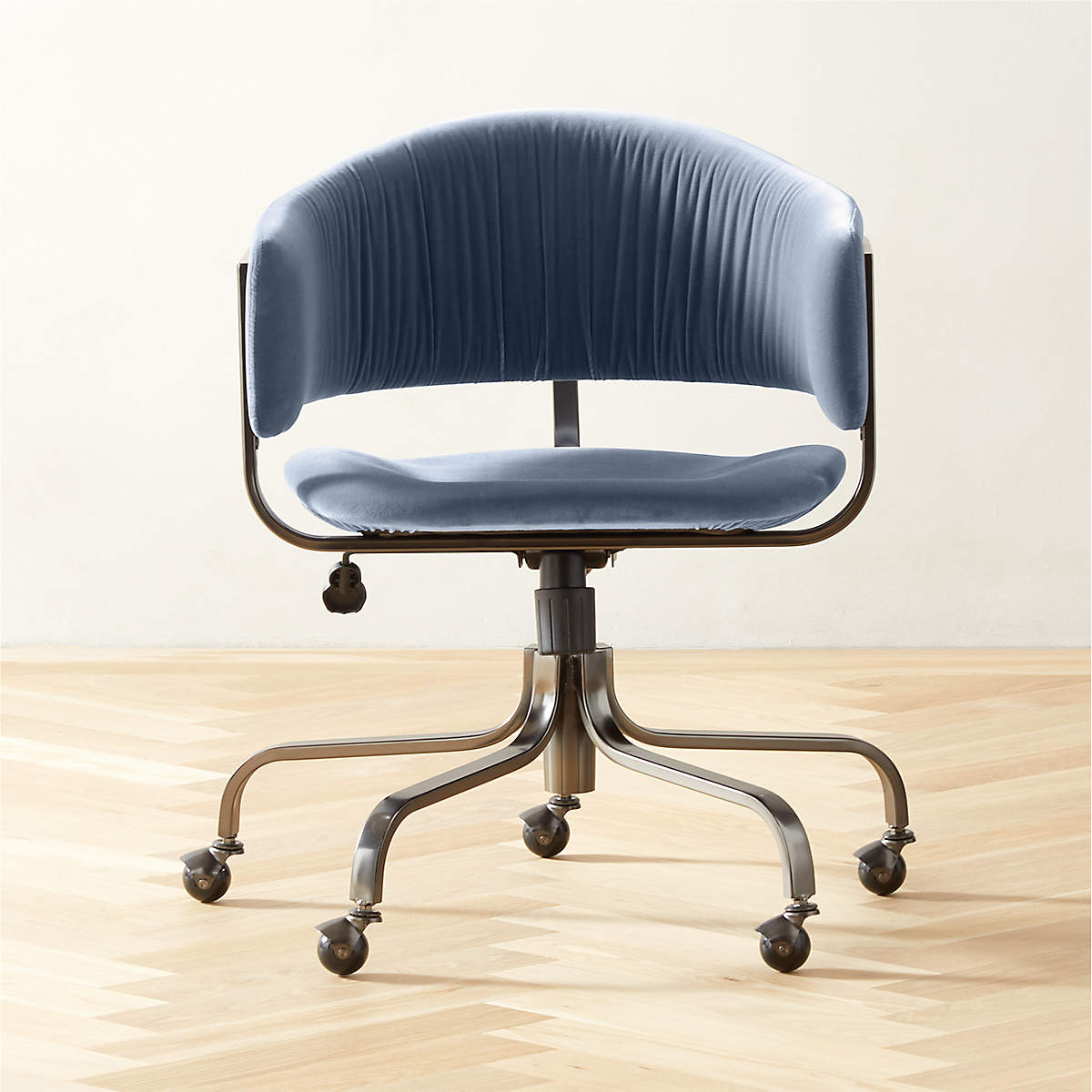 Stretta Blue Velvet Office Chair + Reviews CB2