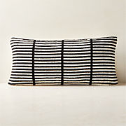 Bronte Black Velvet Outdoor Throw Pillow 20"x12"