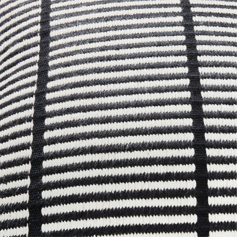 Stria Black and White Woven Silk Throw Pillow with Down-Alternative Insert 23'' by Ackerman - image 1 of 2