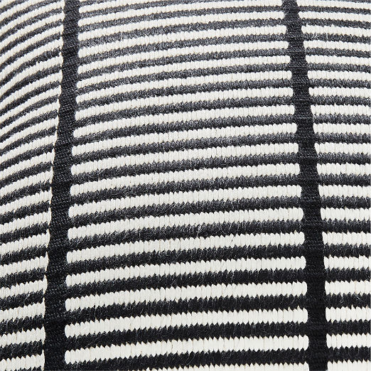 Stria Black and White Woven Silk Lumbar Pillow 23''x11'' by Ackerman