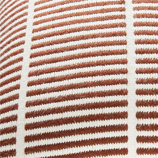 Stria Sienna Brown Woven Silk Lumbar Pillow 23''x11'' by Ackerman