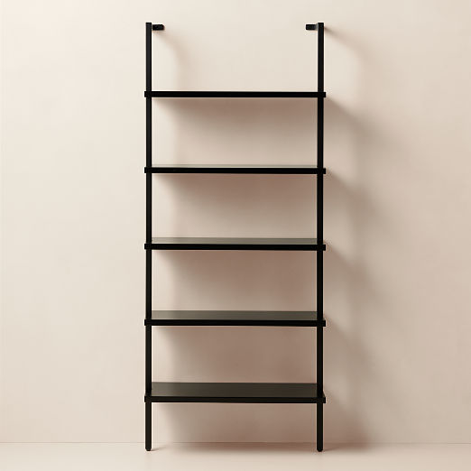Stairway 72.5" Black Metal Wall Mount Bookcase