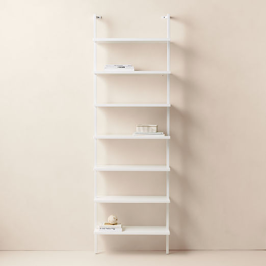 Stairway 96" White Metal Wall Mount Bookcase