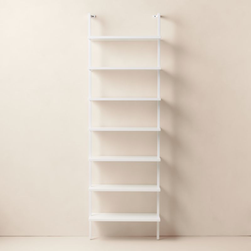 View Stairway 96" White Metal Wall Mount Bookcase details