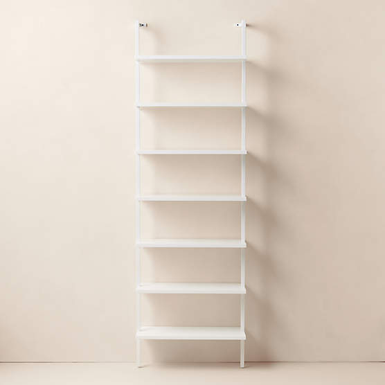 Stairway 96" White Metal Wall Mount Bookcase