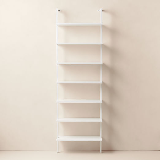 Stairway 96" White Metal Wall Mount Bookcase